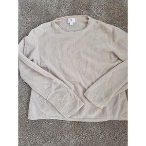 Apt 9 100% Cashmere Crew Neck Sweater Tan Crème Women’s M Repairable